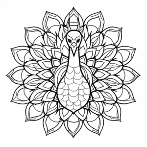 Peacock-Inspired Kaleidoscope Coloring Pages 1