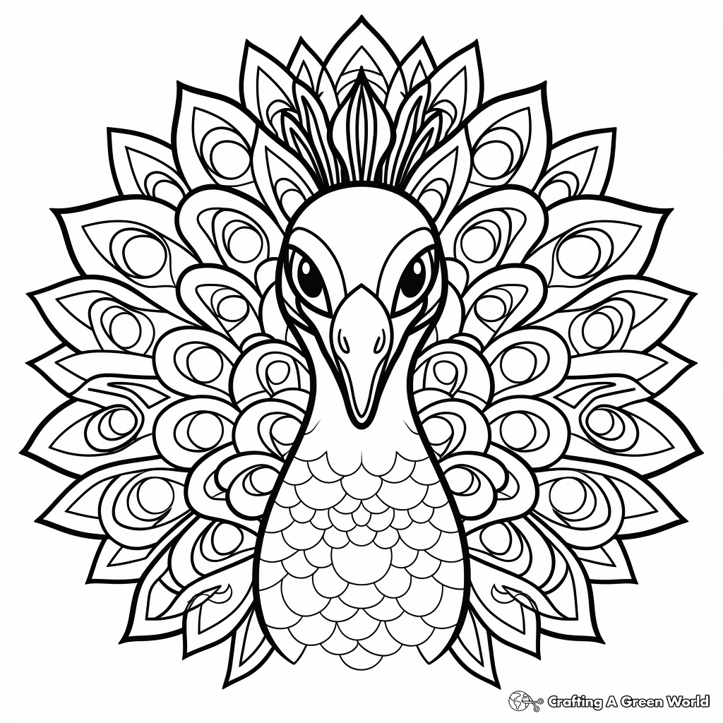 Peacock-Inspired Kaleidoscope Coloring Pages 3