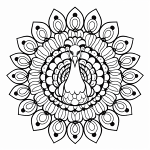 Peacock-Inspired Kaleidoscope Coloring Pages 4