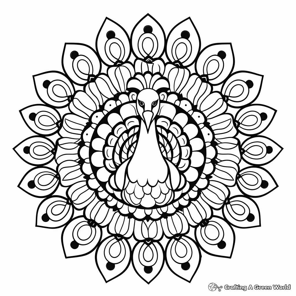 Peacock-Inspired Kaleidoscope Coloring Pages 4