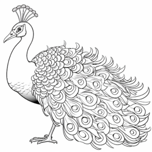 Peacock with Elaborate Tail Coloring Pages 1