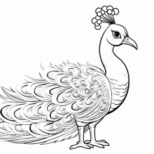 Peacock with Elaborate Tail Coloring Pages 2