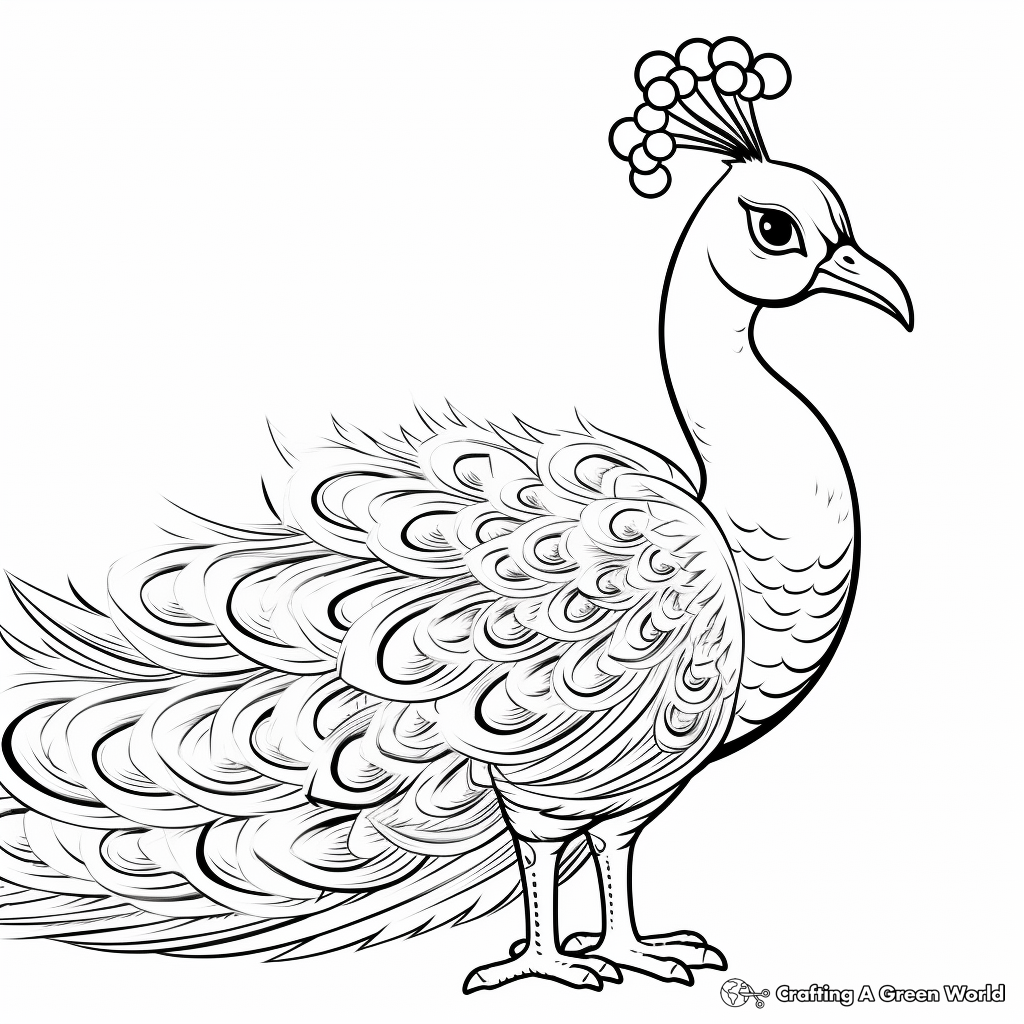 Peacock with Elaborate Tail Coloring Pages 2