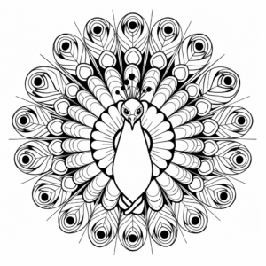 Peacock with Open Feathers Mandala Coloring Pages 3