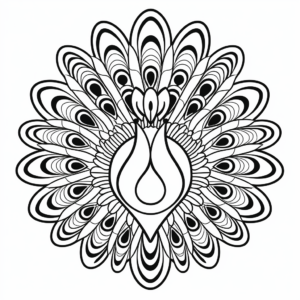 Peacock with Open Feathers Mandala Coloring Pages 4