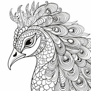 Peacock with Ornate Feathers Coloring Pages 3