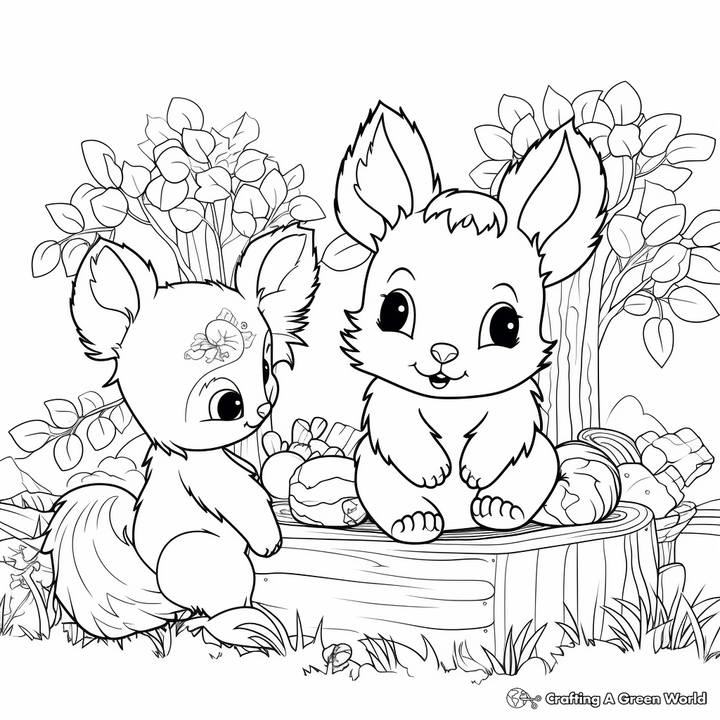 Pecan and Squirrel Friends Coloring Pages 1