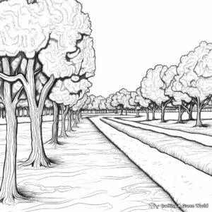 Pecan Grove Landscape Coloring Pages 2