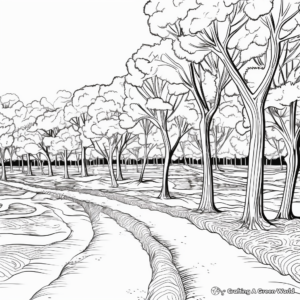Pecan Grove Landscape Coloring Pages 4