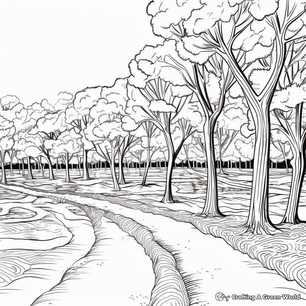 Pecan Grove Landscape Coloring Pages 4