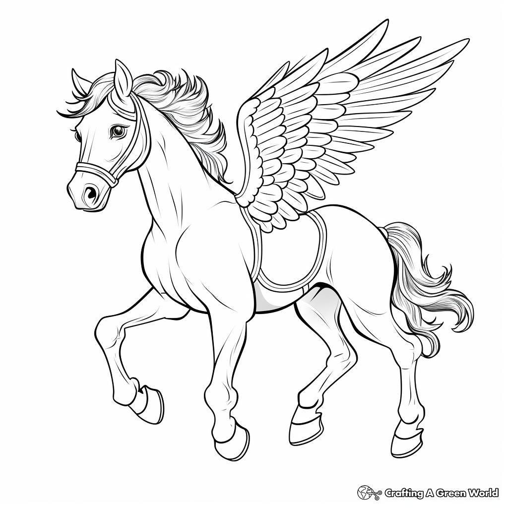 Pegasus the Winged Horse: Coloring Pages 3