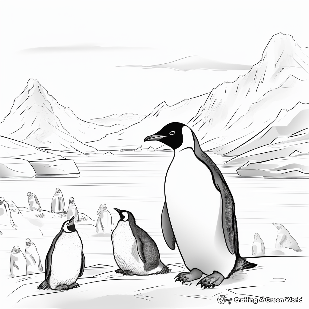 Penguins in the Arctic: Landscape Scene Coloring Pages 3
