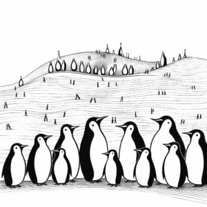 Penguins' Waddle Adaptation Coloring Pages 1