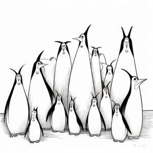 Penguins' Waddle Adaptation Coloring Pages 2