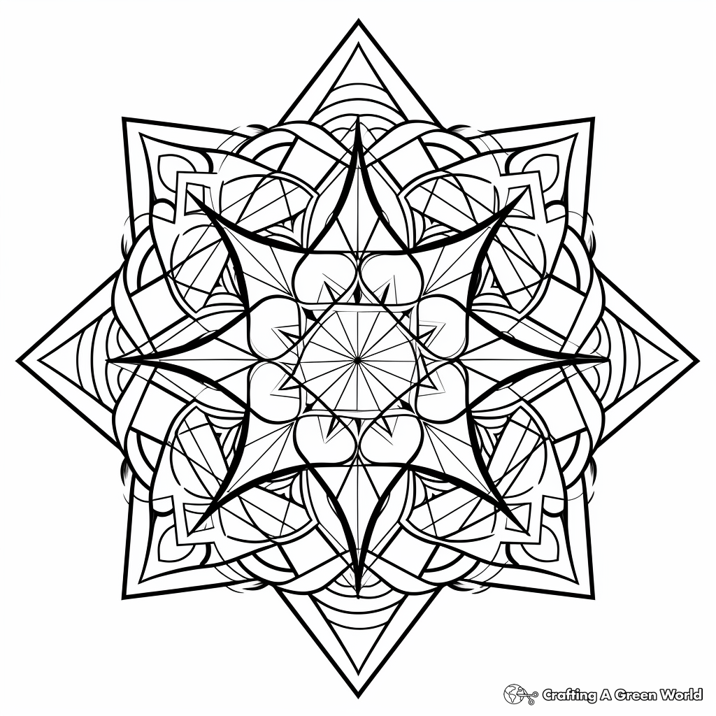 Pentagram Sacred Geometry Coloring Pages for Adults 1
