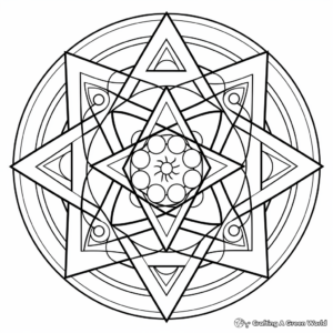 Pentagram Sacred Geometry Coloring Pages for Adults 3