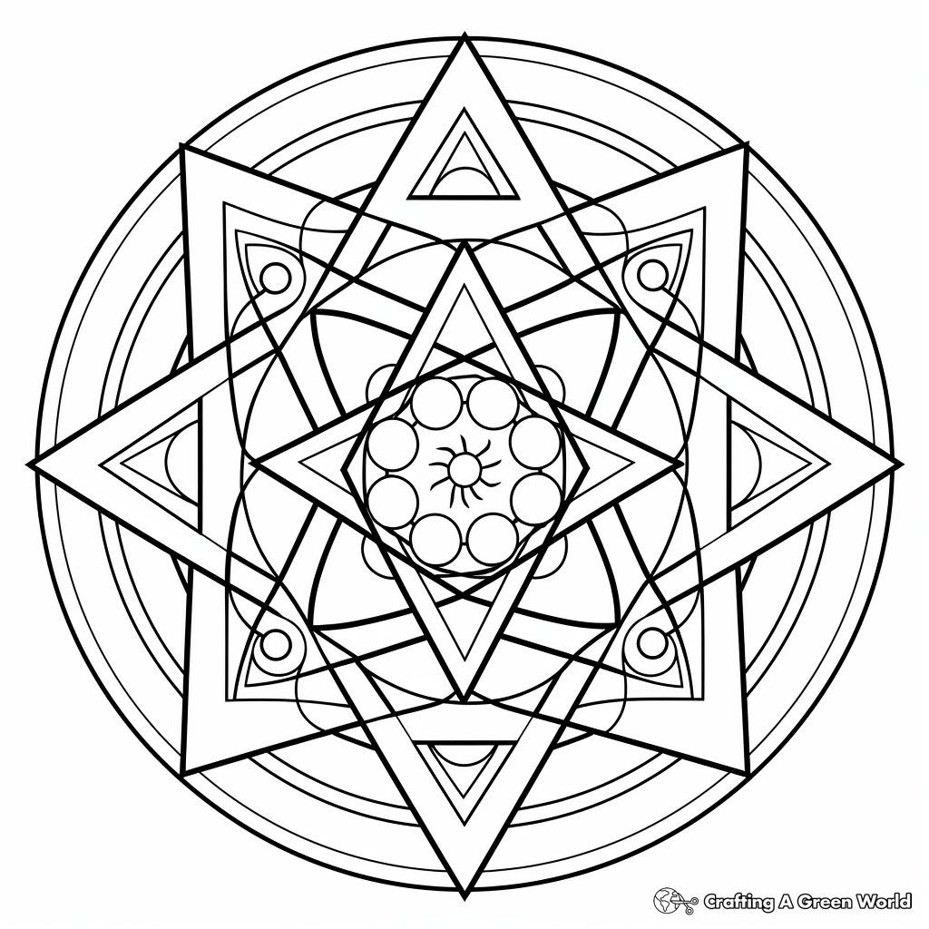 Pentagram Sacred Geometry Coloring Pages for Adults 3