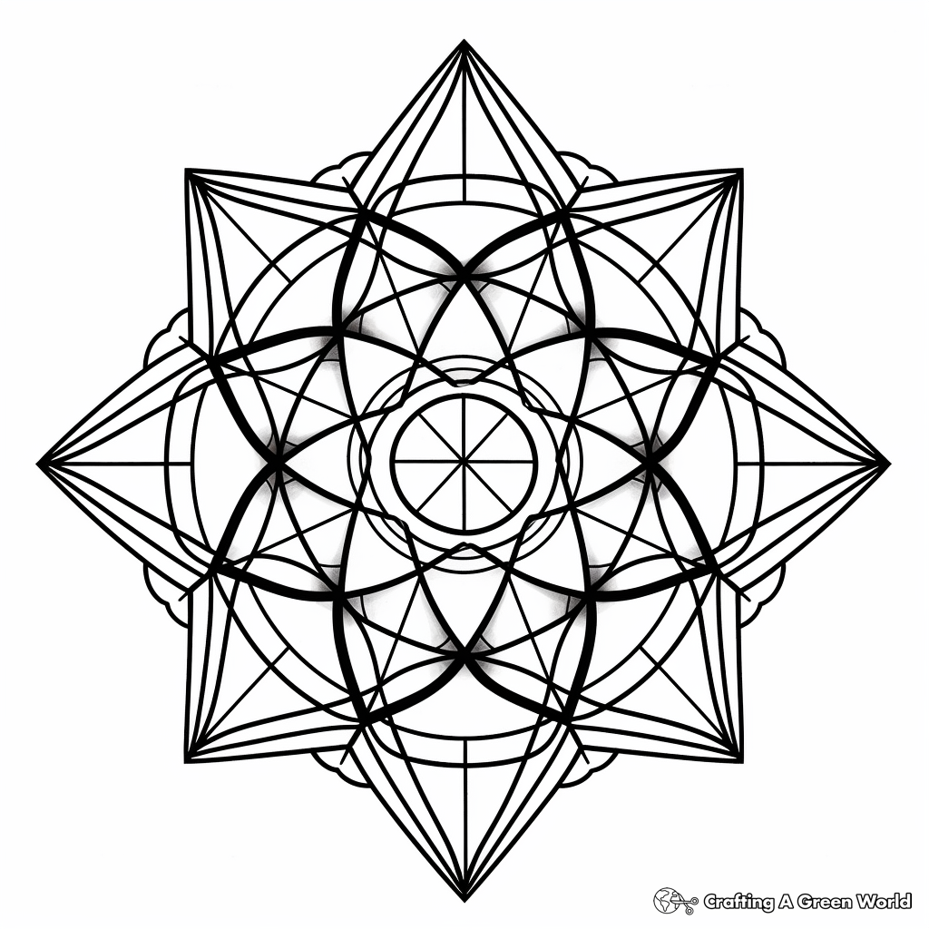 Pentagram Sacred Geometry Coloring Pages for Adults 4
