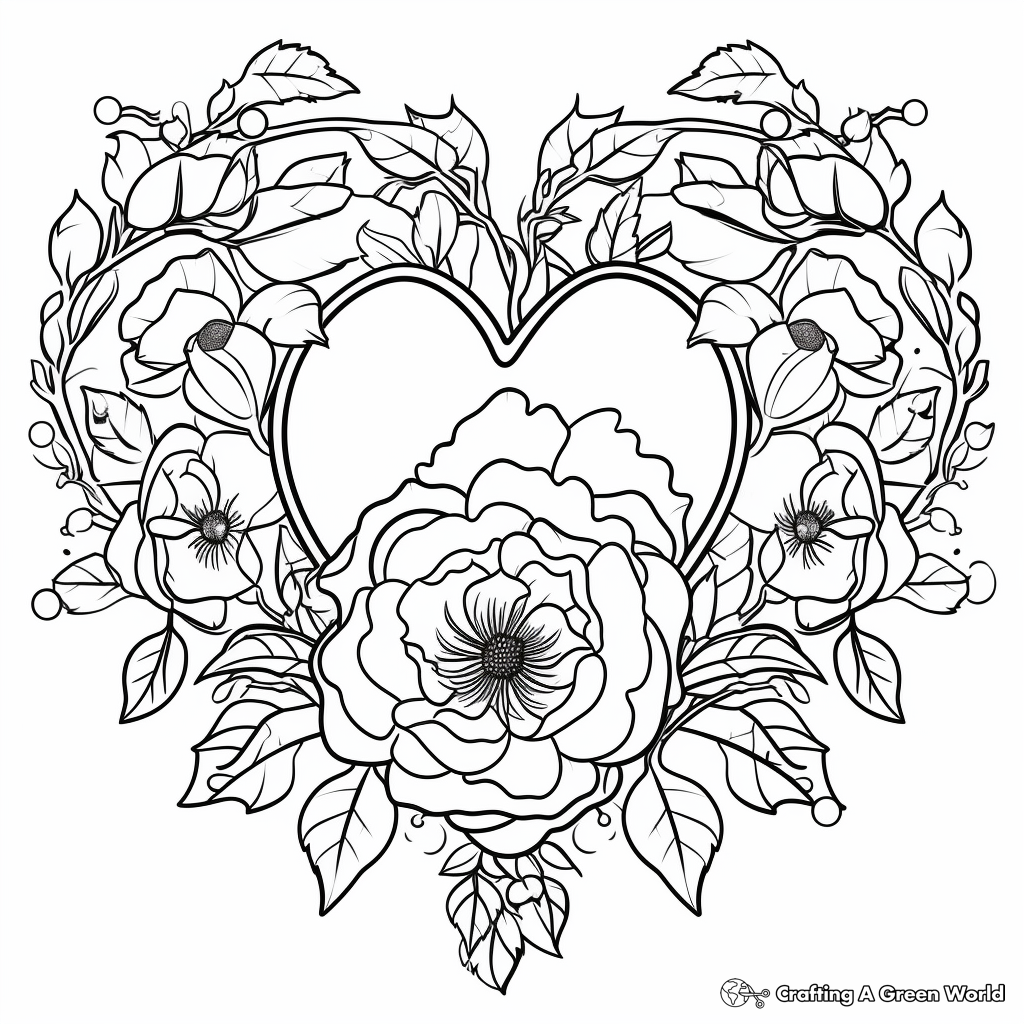 Flowers And Hearts Coloring Pages - Free & Printable!