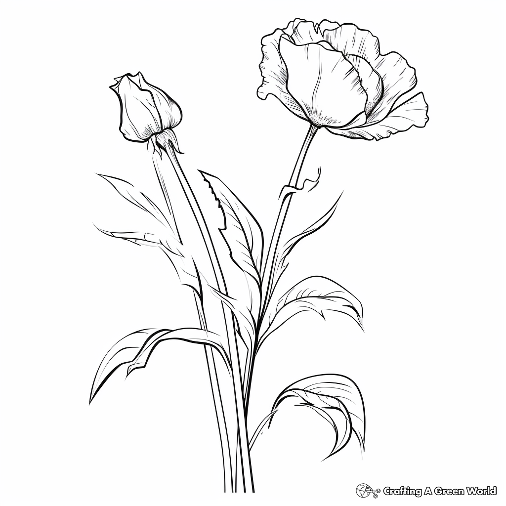 Peony Flower Coloring Pages: Bud, Bloom, and Wilted 3