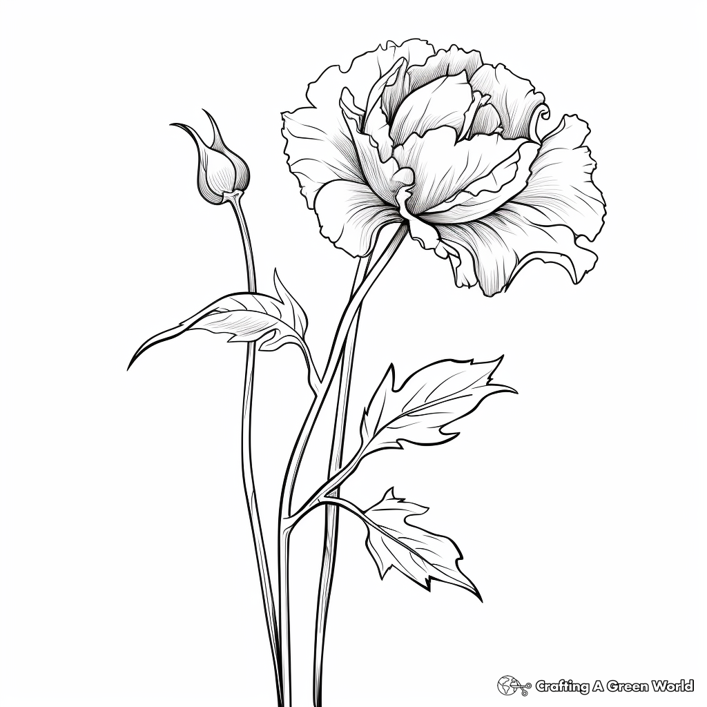 Peony Flower Coloring Pages: Bud, Bloom, and Wilted 4