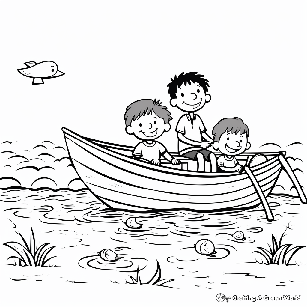 People in a Rowboat Coloring Pages 1