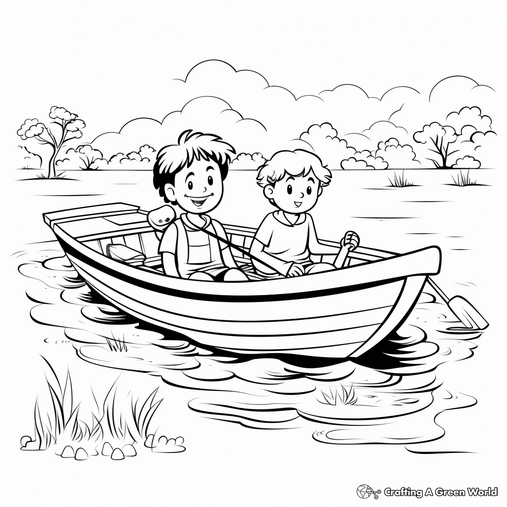 People in a Rowboat Coloring Pages 4