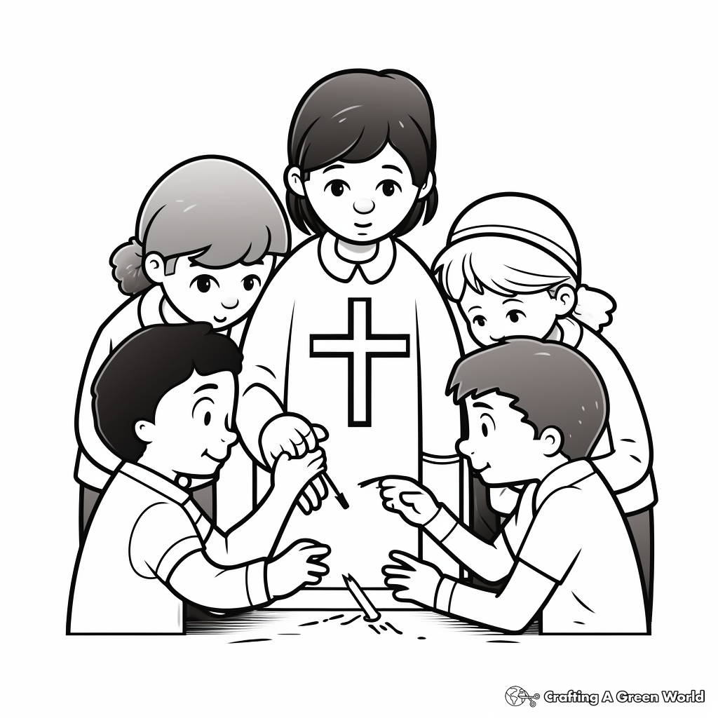 People Receiving Ash Cross Coloring Pages 1