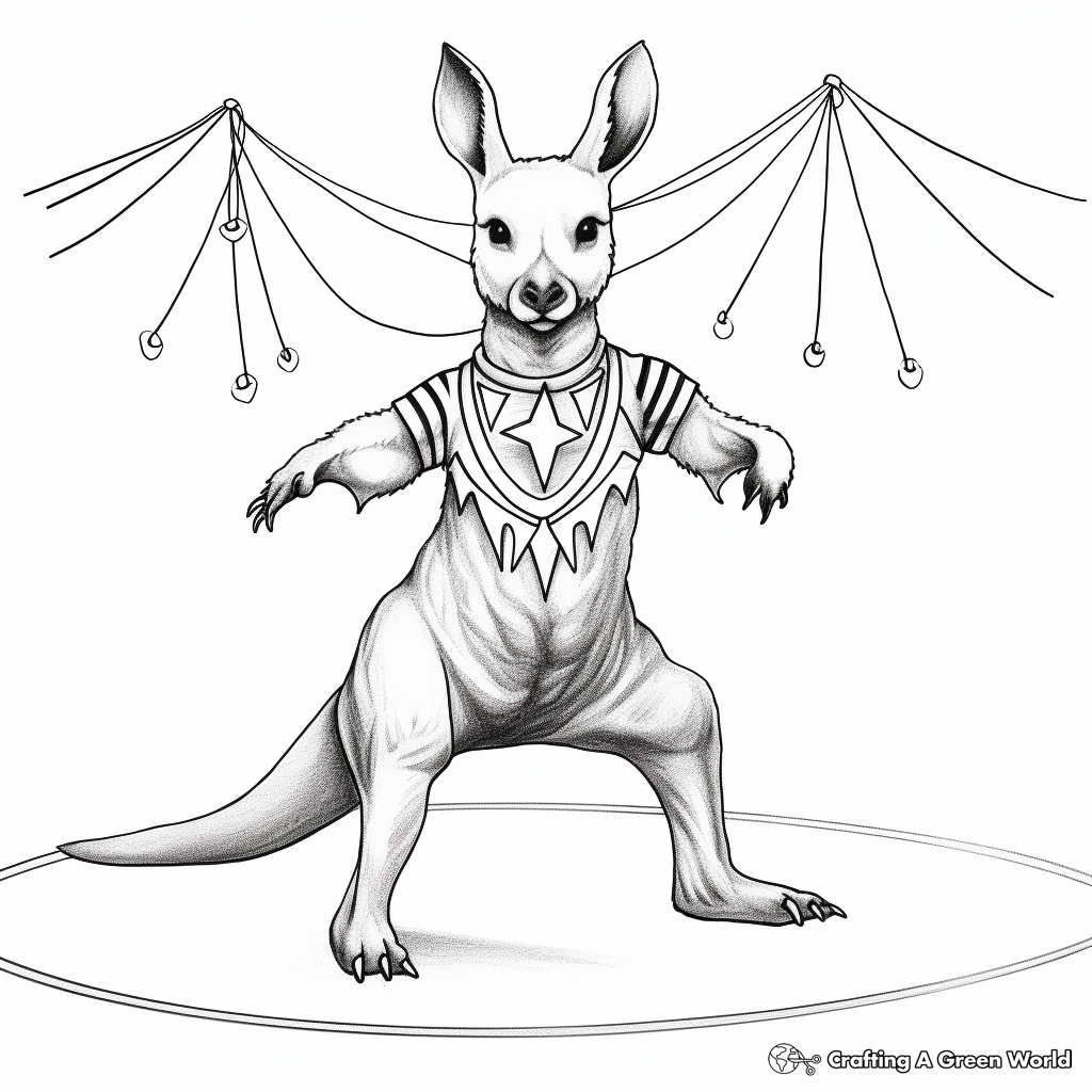 Performing Circus Kangaroo Coloring Pages for Children 1