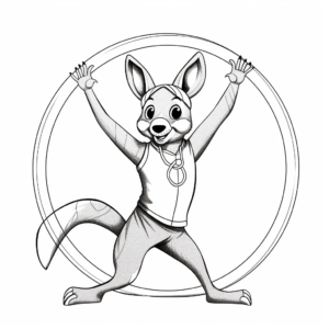 Performing Circus Kangaroo Coloring Pages for Children 3