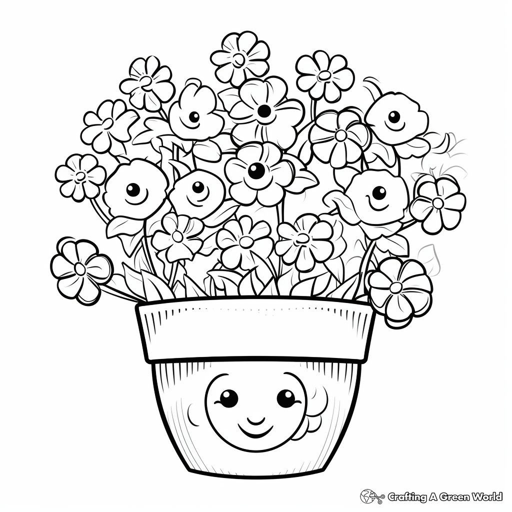 Petunias Flower Pot Coloring Pages for Garden Lovers 4