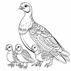 Pheasant Family Coloring Pages: Male, Female, and Chicks 4
