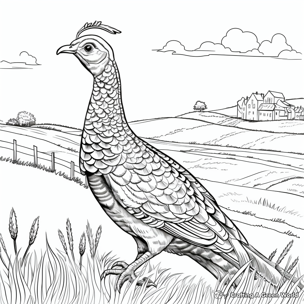 Pheasant Habitat Scene Coloring Pages for Extra Fun 1