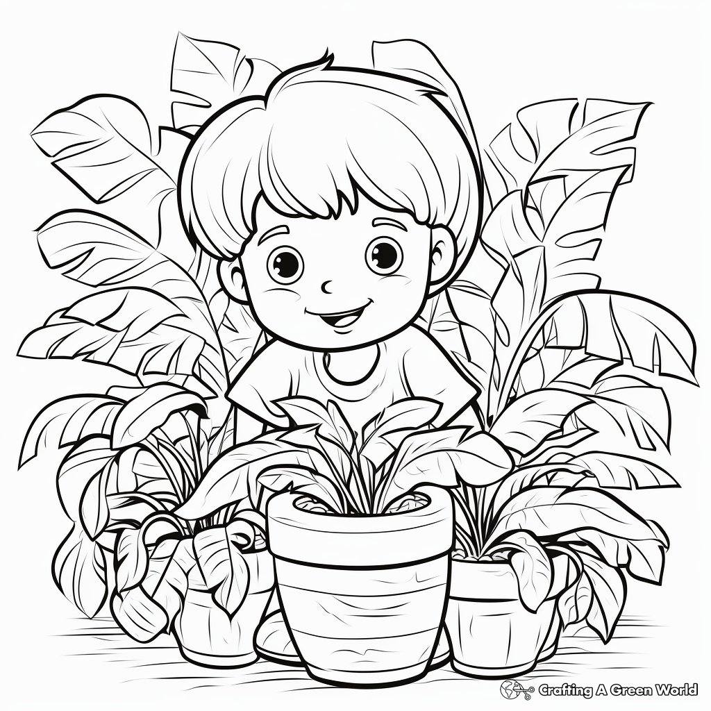Philodendron Plants Coloring Pages for Kids 3