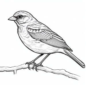 Photo-Realistic Red-Winged Blackbird Coloring Pages 1