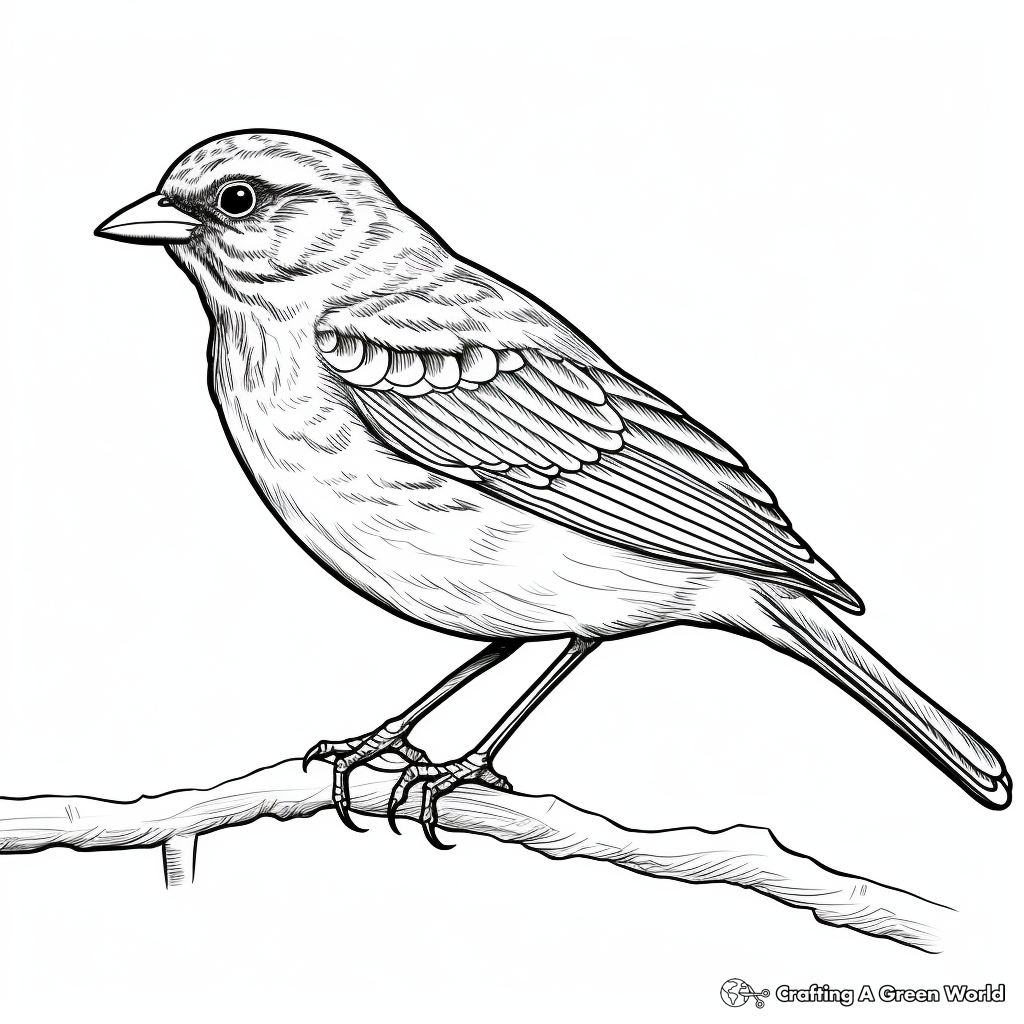Photo-Realistic Red-Winged Blackbird Coloring Pages 1