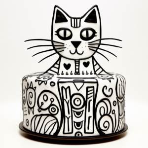 Picasso Style Cat Cake Coloring Pages 1