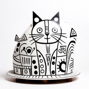Picasso Style Cat Cake Coloring Pages 3