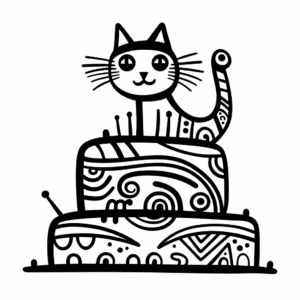 Picasso Style Cat Cake Coloring Pages 4