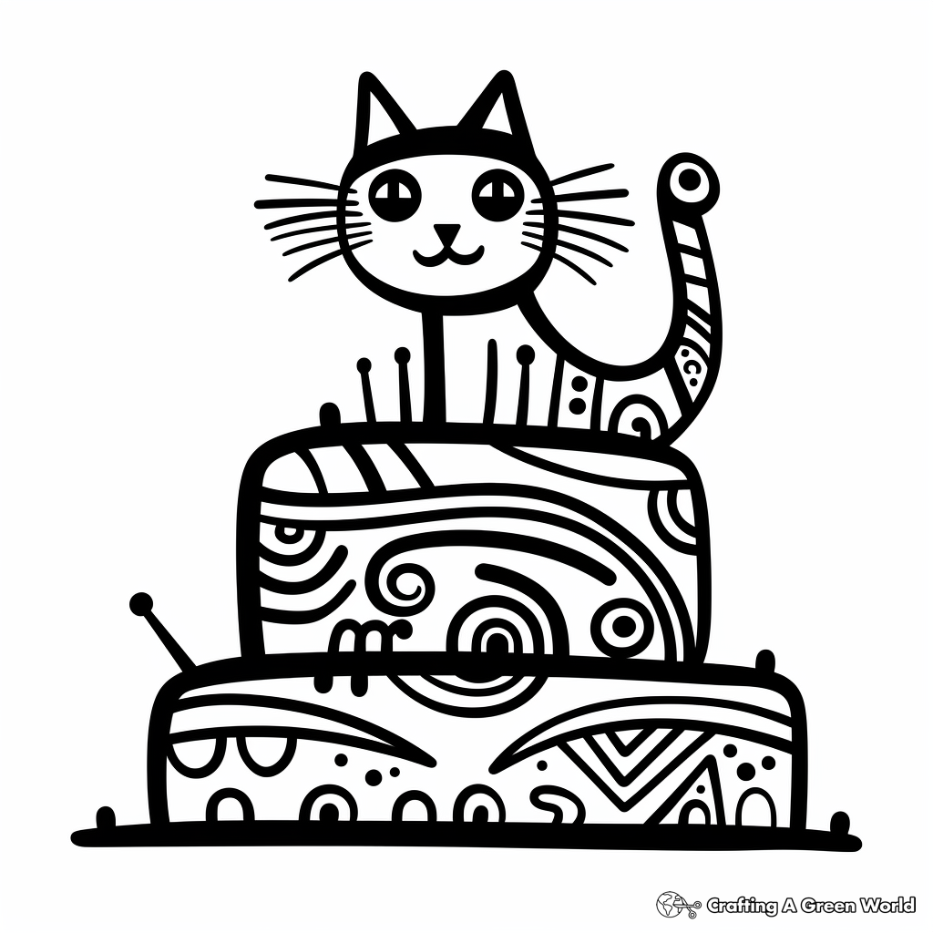 Picasso Style Cat Cake Coloring Pages 4