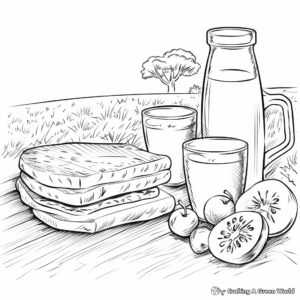 Picnic Food Coloring Pages: Sandwich, Juice, Apple 4