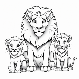 Pictorial Lion Family Coloring Pages 1