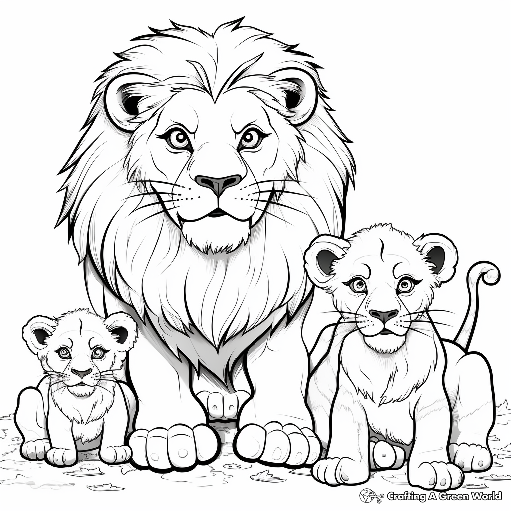 Pictorial Lion Family Coloring Pages 2