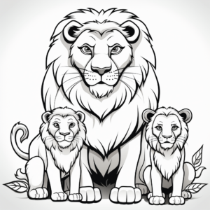 Pictorial Lion Family Coloring Pages 3