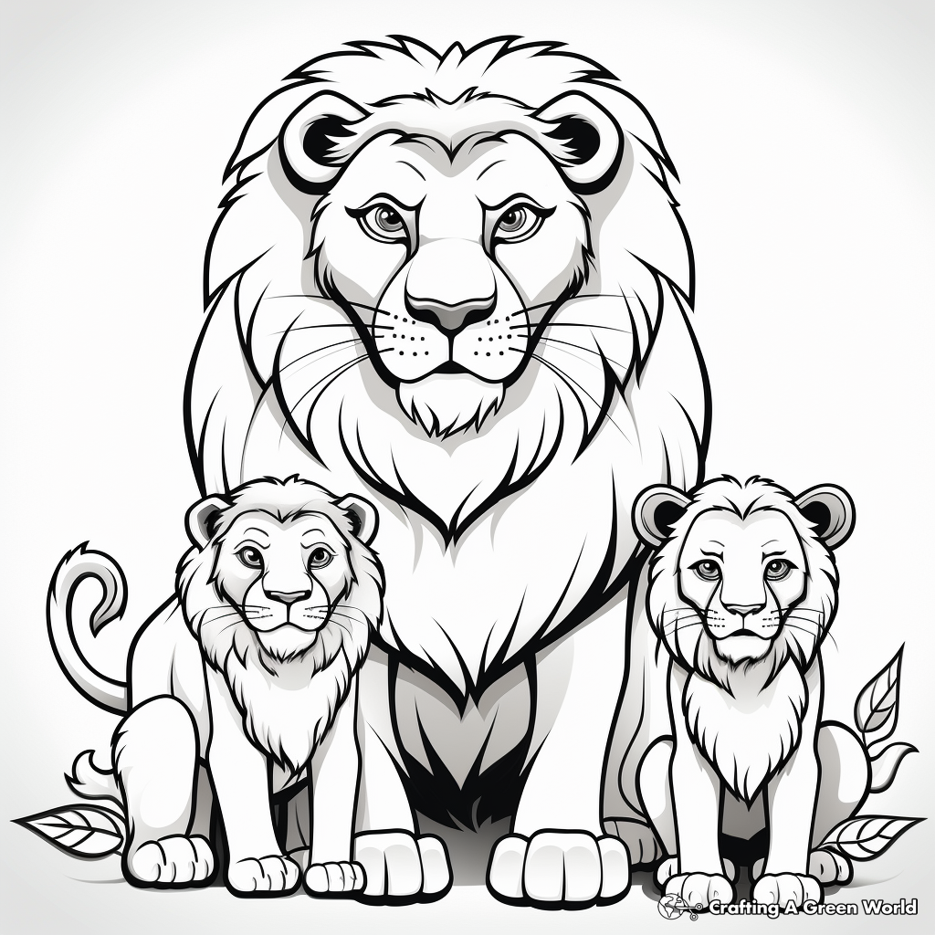 Pictorial Lion Family Coloring Pages 3