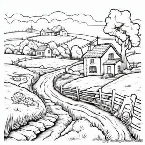Picturesque European Countryside Coloring Pages 1
