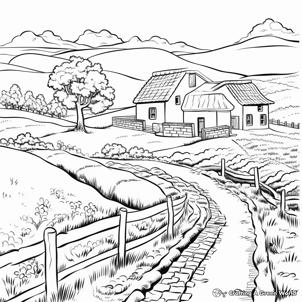 Picturesque European Countryside Coloring Pages 2