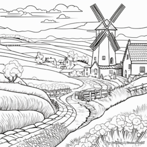 Picturesque European Countryside Coloring Pages 3
