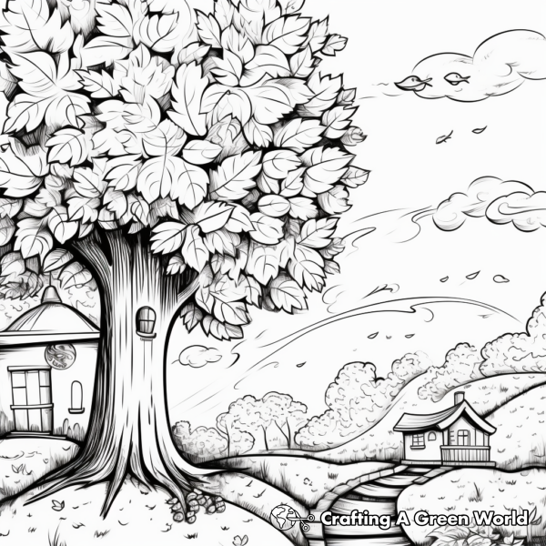 Picturesque Fall Leaves Coloring Pages 1