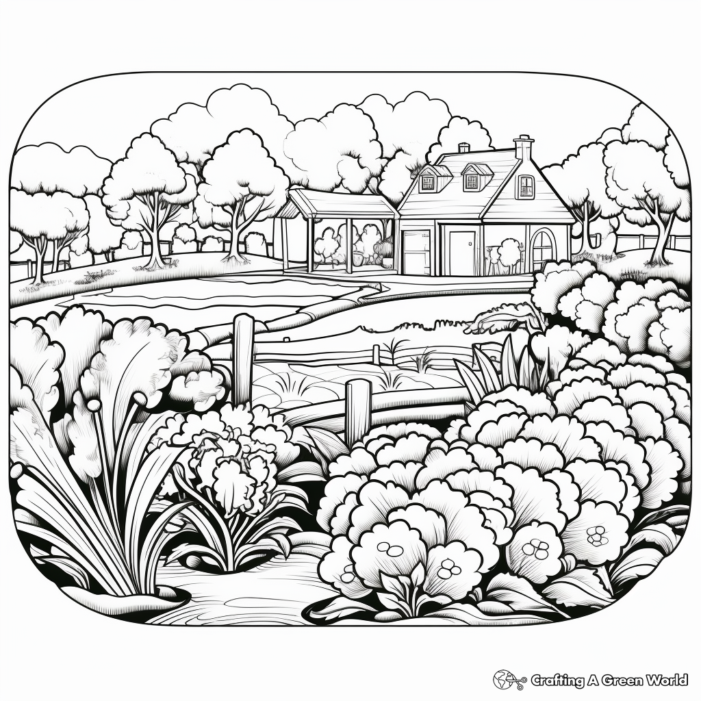 Picturesque Vegetable Garden Coloring Pages 1